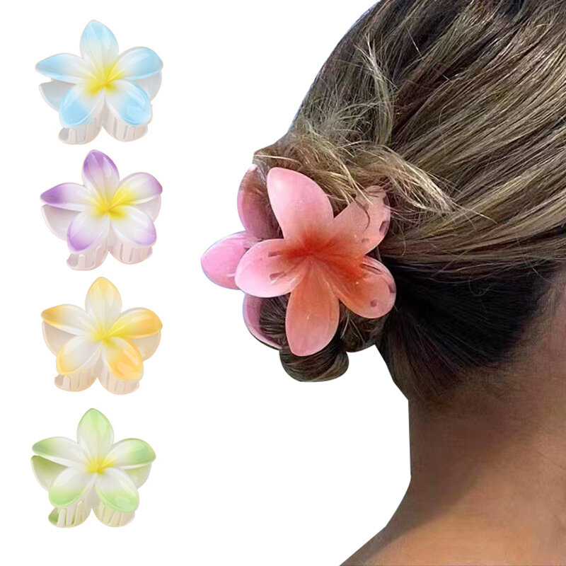 Plumeria-Pinza para el pelo con forma de flor esmerilada, accesorio para el cabello de tiburón, sencillo y versátil