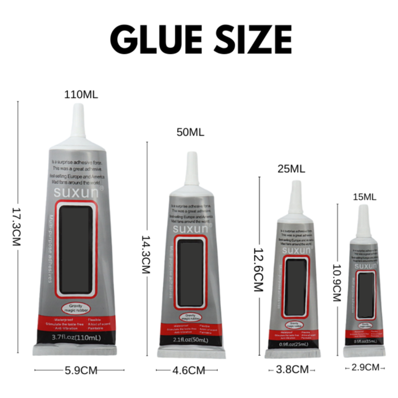 SUXUN-pegamento transparente para reparación de teléfonos, adhesivo de contacto para reparación de teléfonos, B-7000, vidrio, plástico, Universal, 15ML, 25ML, 50ML, 110ML
