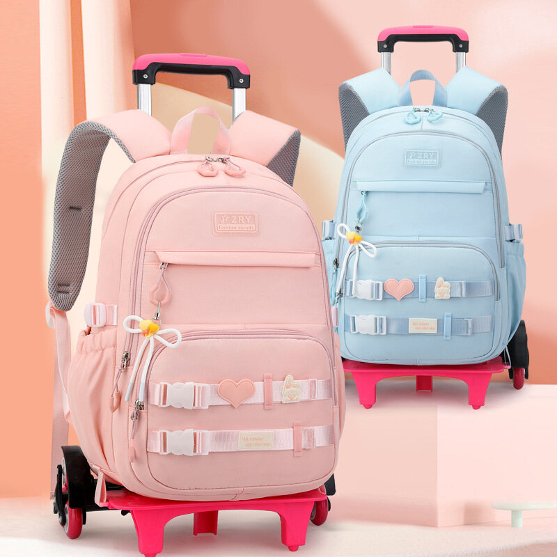 Школьный рюкзак на колесиках для девочек, Детский водонепроницаемый рюкзак на колесиках для студентов