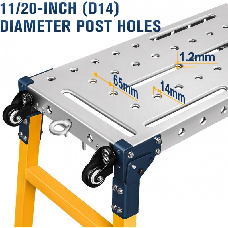 FUNTECK Platform kerja baja portabel serbaguna dan meja las dengan roda | 55x14 inci meja galvanis | 1100 lbs. Loa