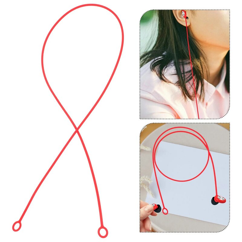 2 Pcs Earbud Lanyard Earphone Strap Holder Connected Rope Magnet Silicone Anti Lost Silica Gel for Sports Work Lanyards