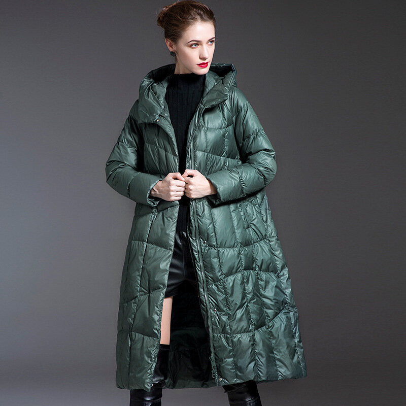 Mantel panjang wanita, jaket mantel hangat longgar mode musim dingin Eropa bebek putih untuk perempuan 2023