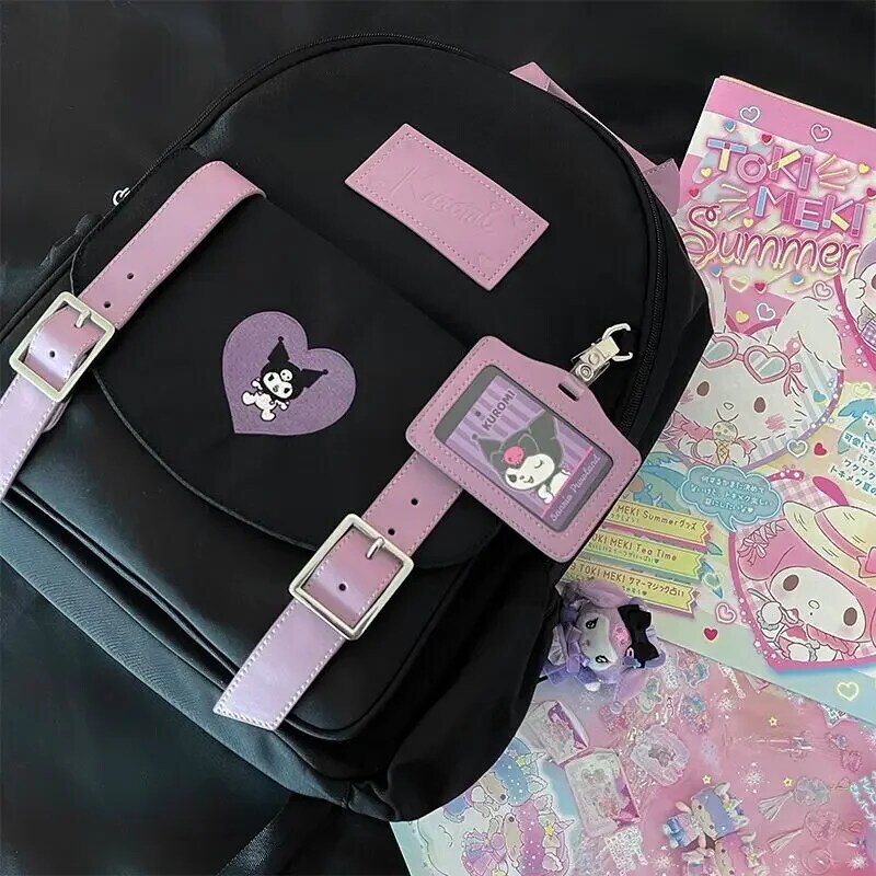 2024 MINISO Jade Guigou Melody Kuromi Canvas Children's Backpack Large Capacity Student backpack Gift Card Bag