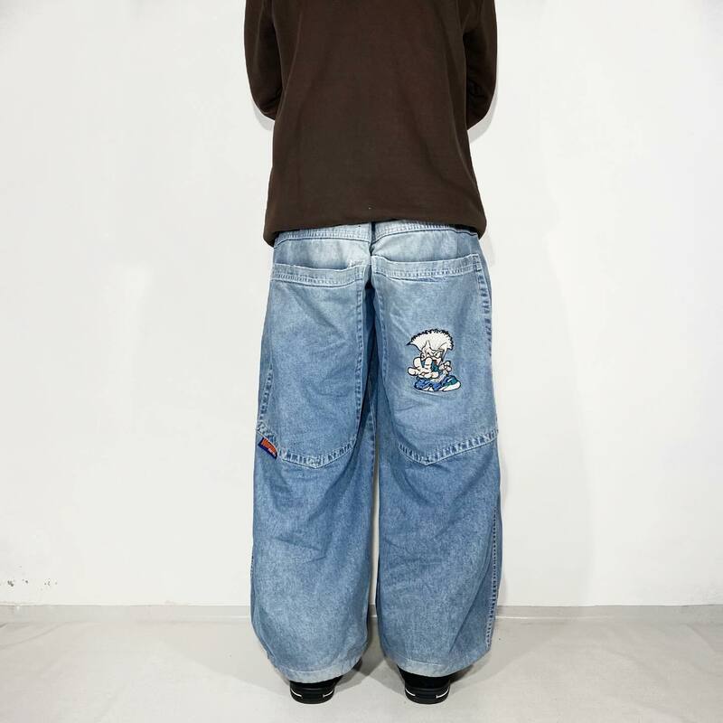 Женские прямые джинсы с вышивкой, винтажные брюки с широкими штанинами в американском стиле Харадзюку, свободные штаны в стиле хип-хоп для пар, Y2K