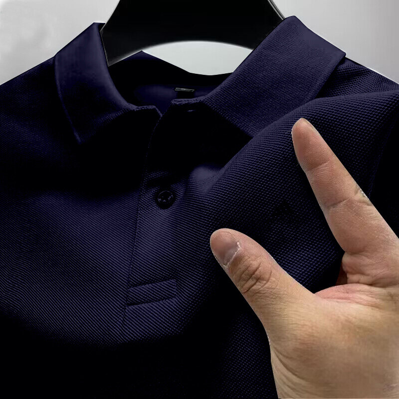 Kaos Polo pria, 2024 nyaman cetak pria musim semi/musim panas bisnis santai kualitas tinggi dengan kerah