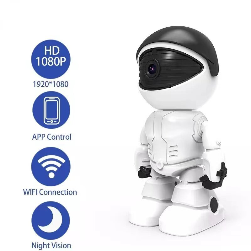 미니 카메라 무선 와이파이 캠 로봇 IP 컴코더, 360 ° 회전 모션 감지, 홈 안전 캠, 자동 추적 베이비 모니터, 1080P