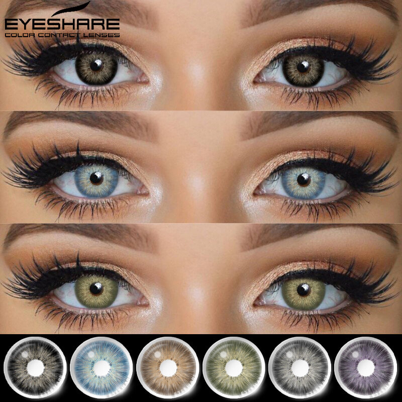 EYESHARE 컬러 콘택트 렌즈, 파타야 눈, 천연 연간 사용, 블루 멀티 컬러 콘택트 렌즈, 미용 눈동자, 1 쌍