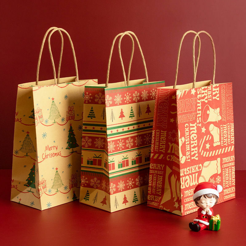 5PCS Creative Cartoon Christmas Gift Paper Bag Ins Style Exquisite Pattern Gift Bag Birthday Gift Packaging Bag Ornaments