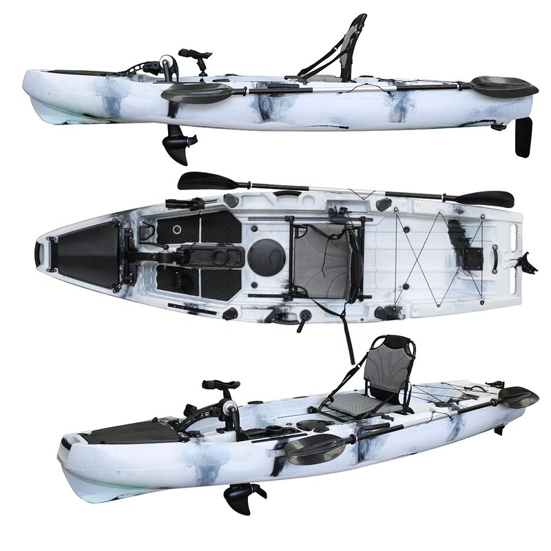 Пластиковые каяки из ПЭ с электродвигателями, приводимые рыболовными педалями на 10,5 футов для рыбалки на одного человека