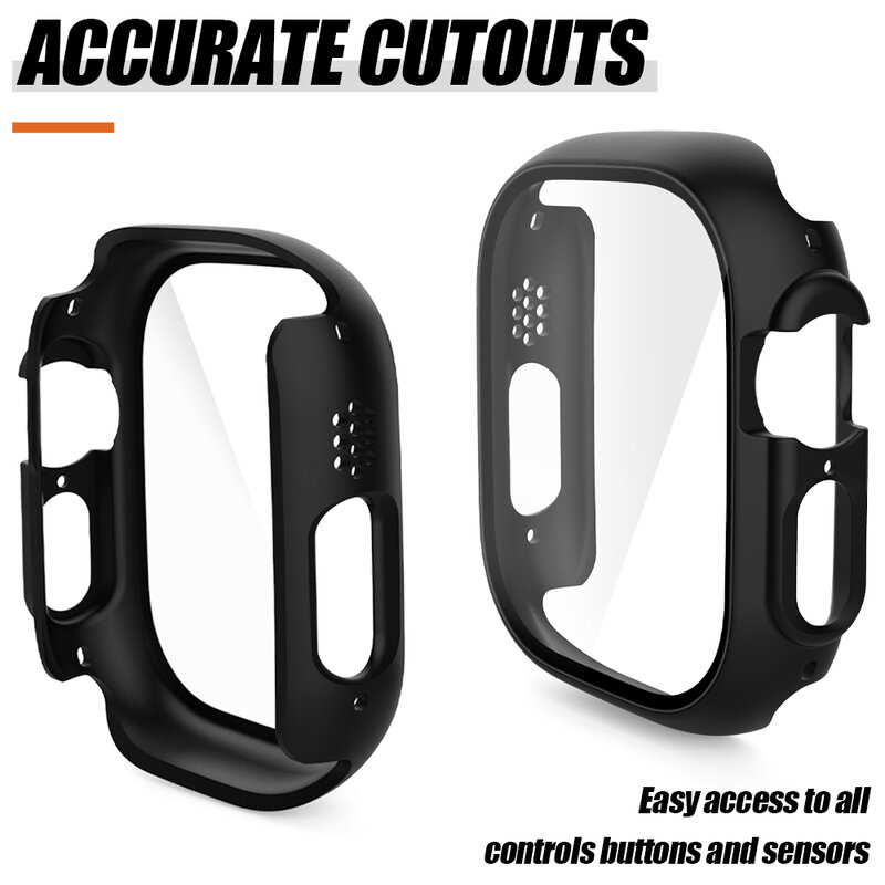Szkło + etui na Apple Watch Ultra 2 49mm Smartwatch etui ochronne na zderzak hartowane etui ochronne na iwatch Ultra 49mm