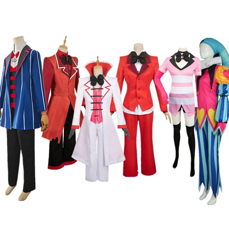 Kostum Cosplay Lucifer, pakaian seragam Anime, setelan pesta, karnaval Halloween, kostum Cosplay Alastor Helluva samaran dewasa