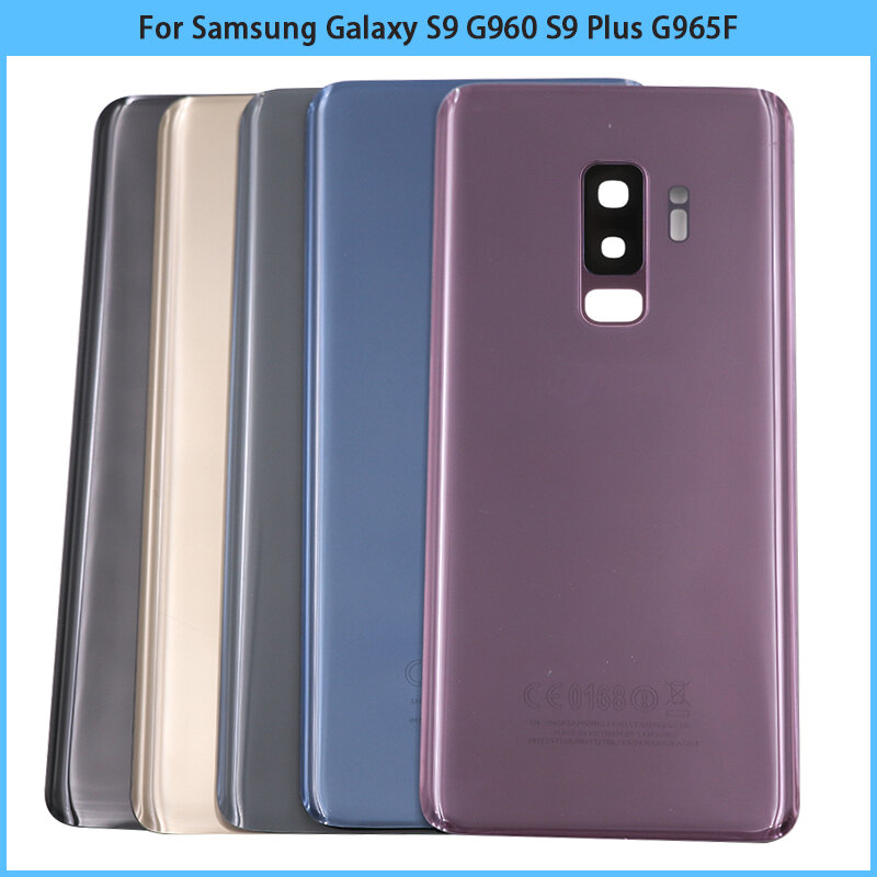 Nuovo per Samsung Galaxy S9 G960 / S9 Plus G965 SM-G965F coperchio posteriore della batteria porta posteriore pannello in vetro custodia custodia obiettivo della fotocamera sostituire