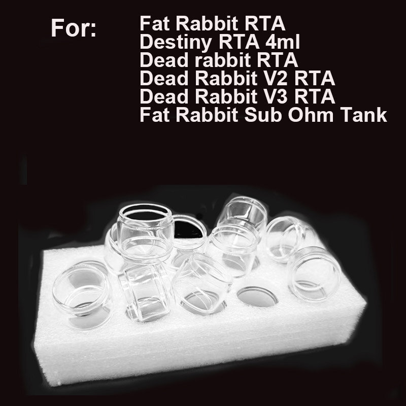 10 buah gelembung tabung kaca untuk kelinci mati V1 V2 V3 lemak kelinci Sub Ohm tangki lemak kelinci RTA Destiny RTA ornamen tangki kaca