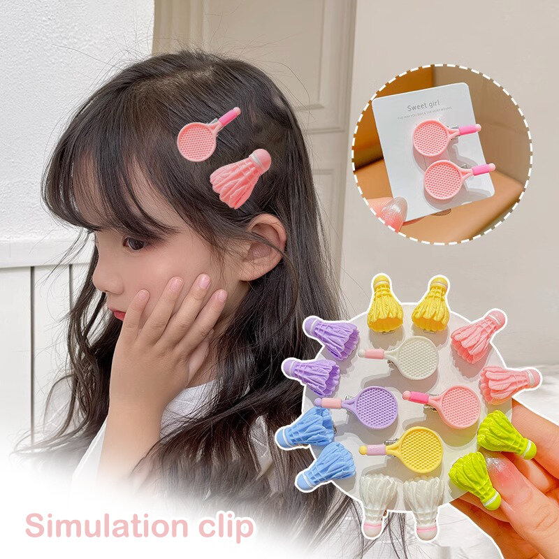 Cute Child Simulation Cartoon Mini Badminton Hair Headclip Slip Clip Headwear Decoration Elegant Temperament Hair Accessories