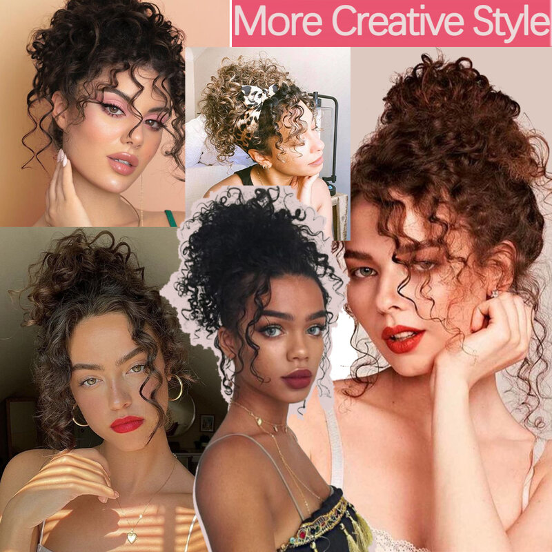 MISSQUEEN Messy Synthetic Bun Hair Extension Elastic Drawstring Loose Wave Large Curly Chignon Suitable for Women to Wear