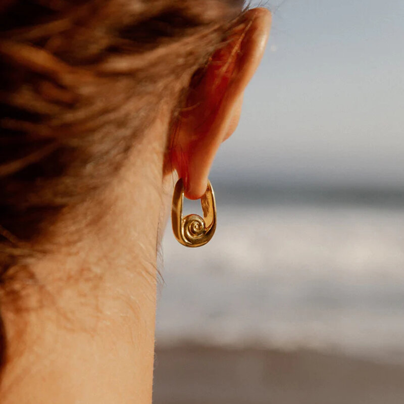 TarjuvenFree-Boucles d'oreilles créoles en forme de U plaquées or 18 carats, acier inoxydable, fileté simple, charme de tempérament, cadeau de bijoux géométriques