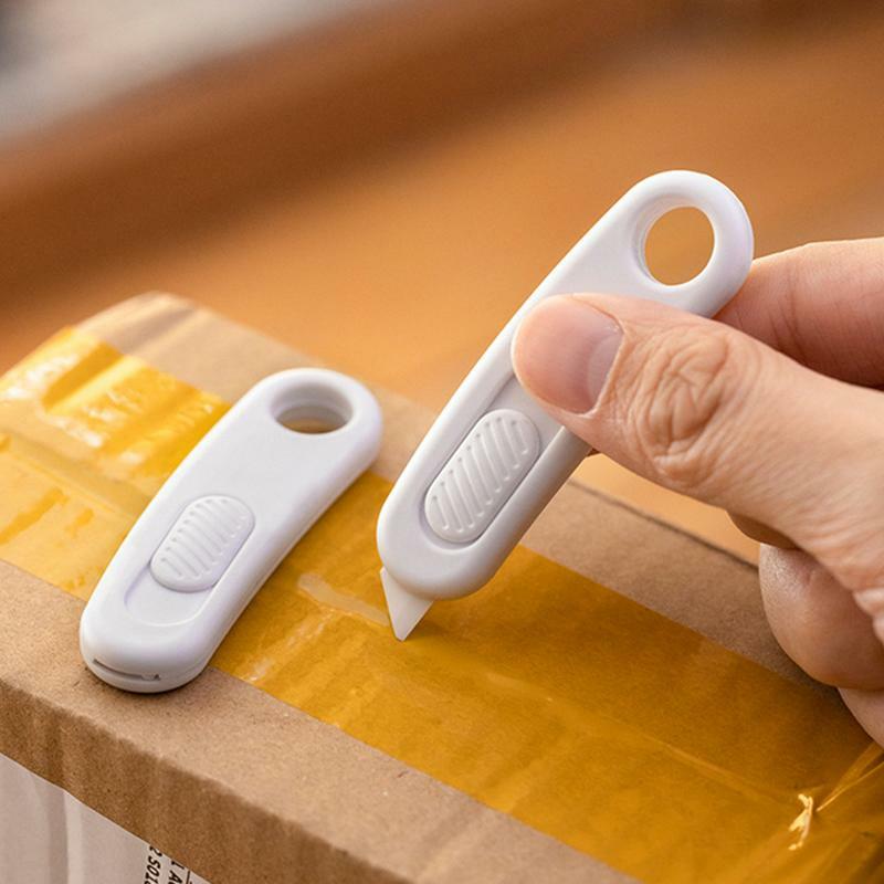 Ceramic Box Cutter Retractable Box Cutter With Keychain Hole Box Opener For Package Mini Utility Knives For School Home