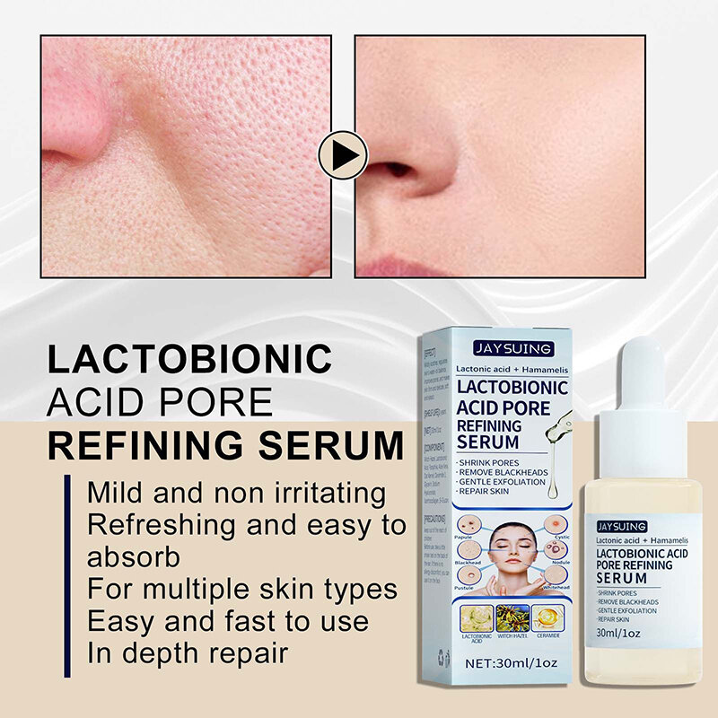 Lactobionik krim pemutih wajah, Serum asam mengecilkan pori-pori melembabkan, cairan pemurni pori-pori perawatan kecantikan kulit