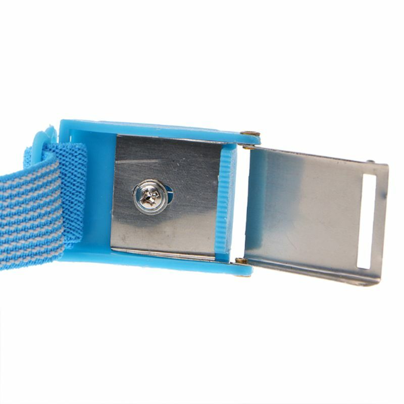 Pulsera antiestática flexible Correa muñeca ajustable inalámbrica Proteja cómodamente su PC electricidad estática Azul