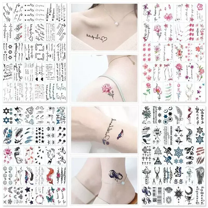 30 Stks/set Geen Herhaling Tijdelijke Tattoo Stickers Waterdicht Tatoeages Voor Vrouwen Sexy Arm Sleutelbeen Body Art Hand Voet Voor Meisje mannen