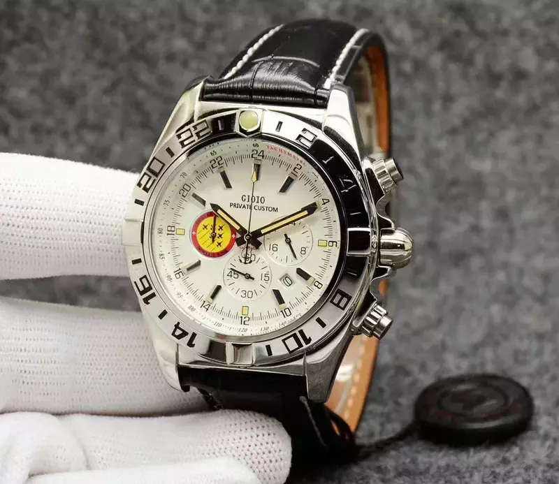 Luksusowy nowy męski zegarek kwarcowy z chronografem ze stali nierdzewnej, czarny, niebieski, skórzany, gumowy, różowo-złoty zegarek na co dzień