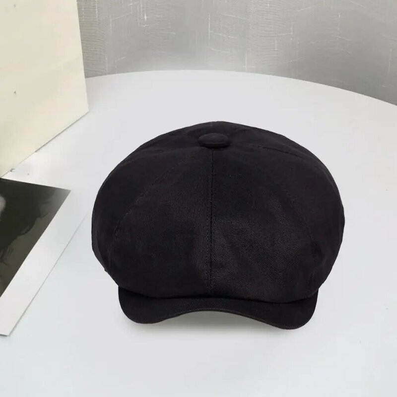 Восьмиугольная шапка, винтажный хлопковый берет, шапка унисекс с короткими закругленными полями, Легкая однотонная восьмиугольная шапка для взрослых, декоративная