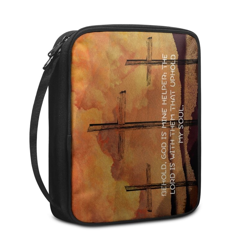 Bolsa protectora portátil para mujer, cubierta de la Biblia de moda, diseño de Cruz de oración de iglesia cristiana, Asa de cremallera, cielo, Nube y Lago