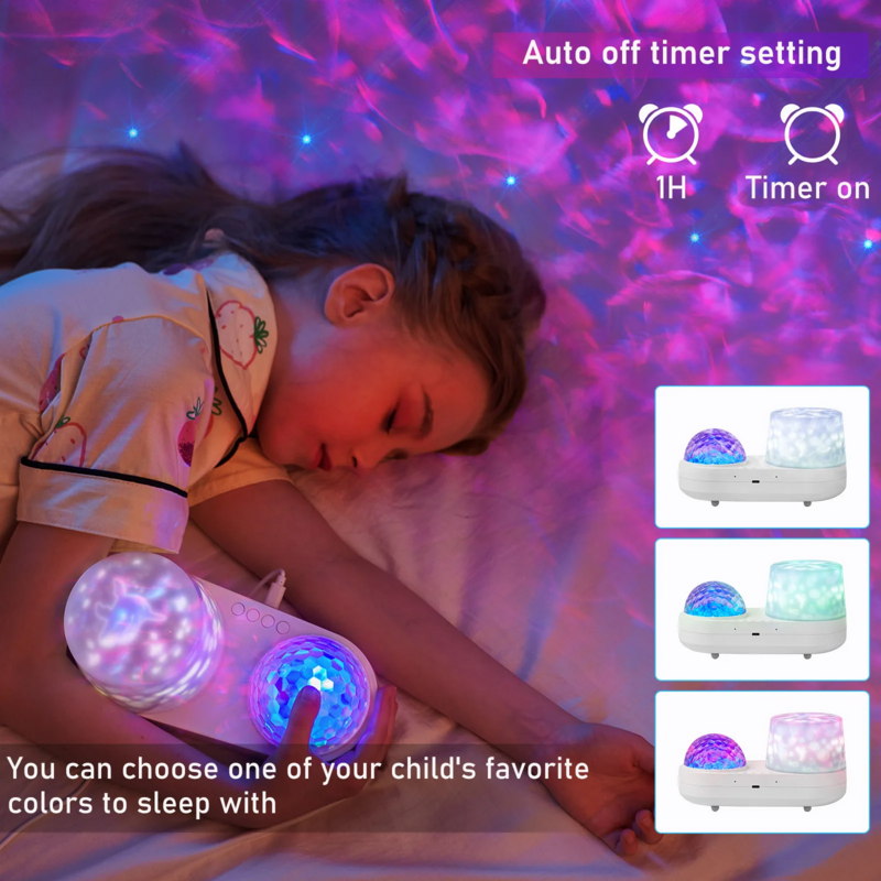 Lampu proyektor LED langit berbintang, lampu malam proyeksi rotasi 360 derajat untuk rumah kamar tidur pencahayaan dekorasi hadiah anak-anak