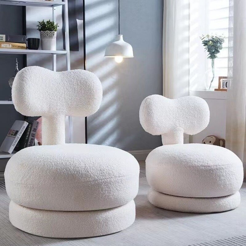 Home bedroom cute children's sofa chair simple small living room revolving internet celebrity lamb velvet stool furniture