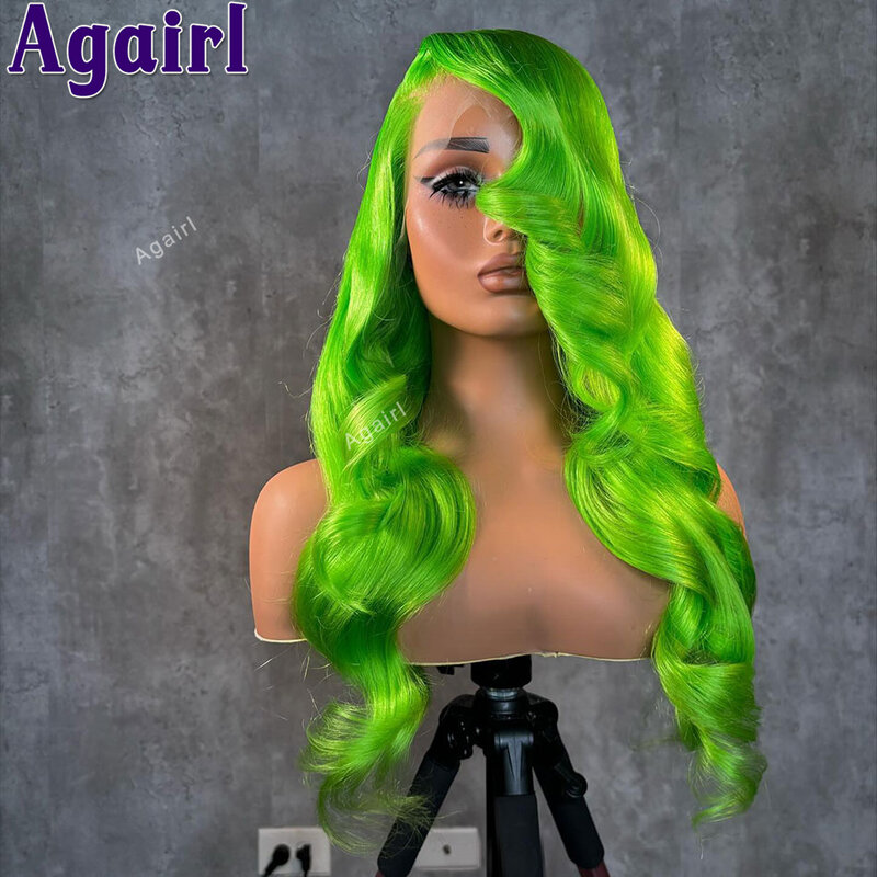 200% Dichtheid Lichtgroen Body Wave Transparant 13X4 13X6 Lace Front Human Hair Pruiken Pre Geplukt 613 Gekleurde Pruiken Voor Zwarte Vrouwen