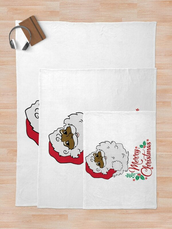 Black Santa Claus Christmas T-Shirt Throw Blanket Thin Blankets Vintage Blanket Nap Blanket Multi-Purpose