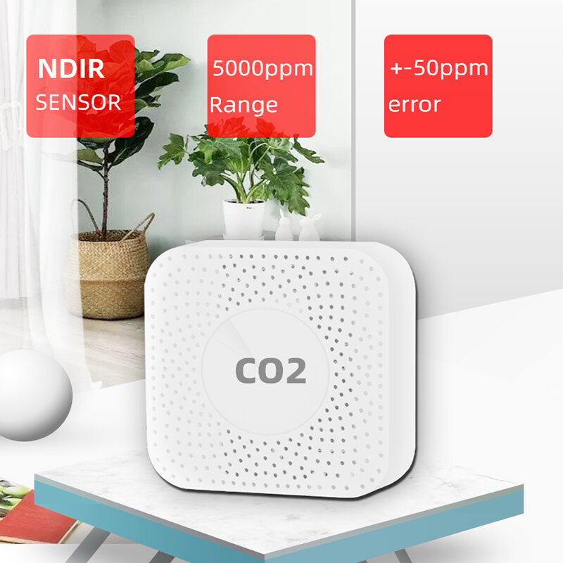 Tuya สมาร์ท WiFi/ZigBee คาร์บอนไดออกไซด์เมตร NDIR ความแม่นยำสูงการตรวจจับแบบเรียลไทม์การเชื่อมโยงอัจฉริยะ Home School CO2เครื่องตรวจจับ