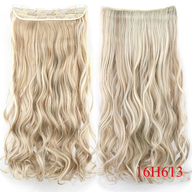 Soowee-longas extensões de cabelo sintético grosso para as mulheres, falso HairClip Ins, cabelos grisalhos ondulados, 1 peça, 28 ", 160g