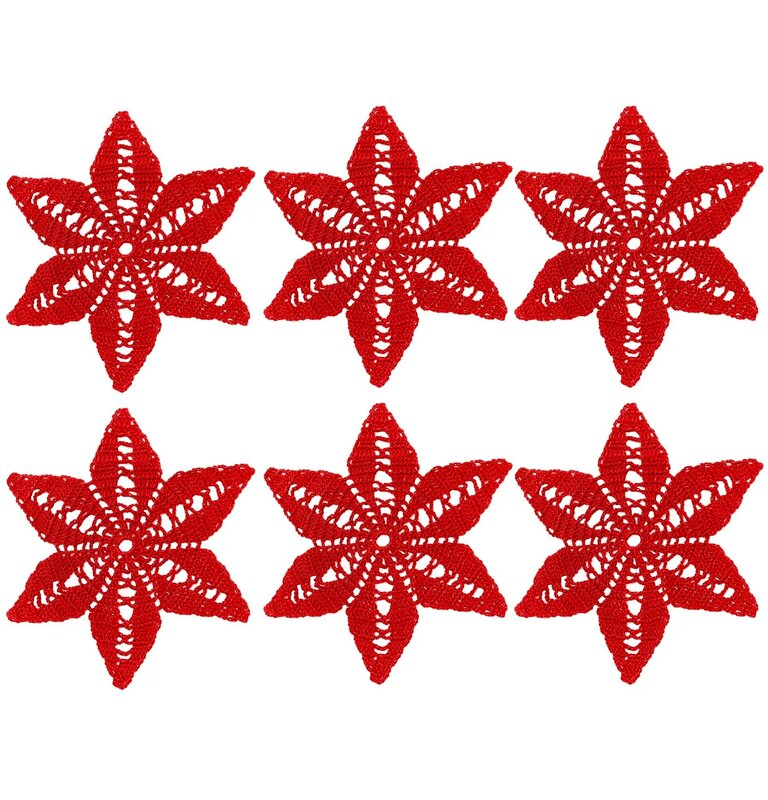 BomHCS-Napperons en crochet étoile hexagonale, napperons faits à la main avec de la dentelle, fleur, tasse, tapis de tasse, décor de table de cuisine à la maison, 6 pièces