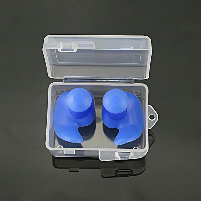 Tampão de silicone impermeável com caixa, tampões de ouvido ambientais suaves para adultos e crianças, natação e mergulho, portátil, 2 pcs