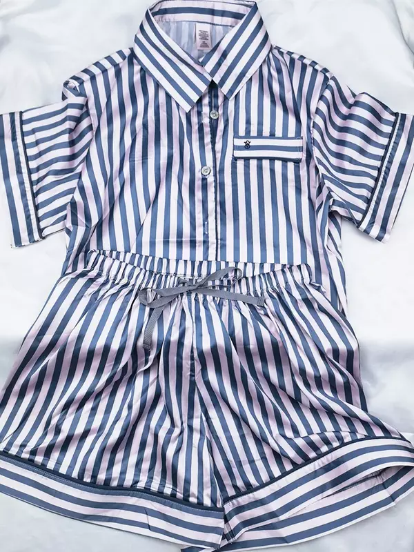 Sommer Damen sexy Nachtwäsche Homes clot ing coole atmungsaktive Kurzarm Shorts V-Letter hochwertige Mädchen Pyjamas kurze Sets