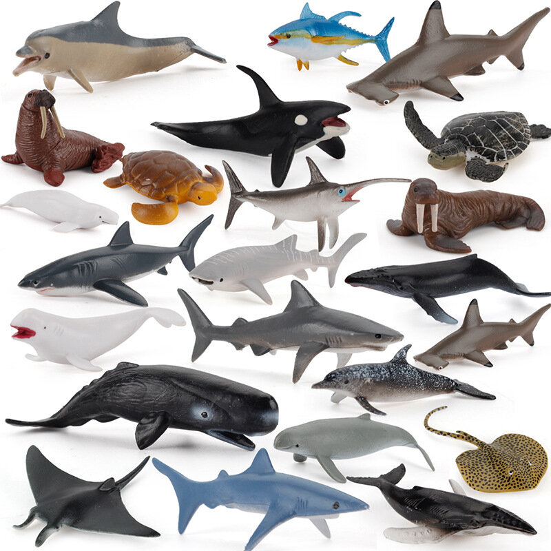 Oceaan Dier Dolfijn Simulatie Model Zee Schildpad Duivel Vis Action Figure Miniatuur Mariene Leven Beeldje Kinderen Collection Toy