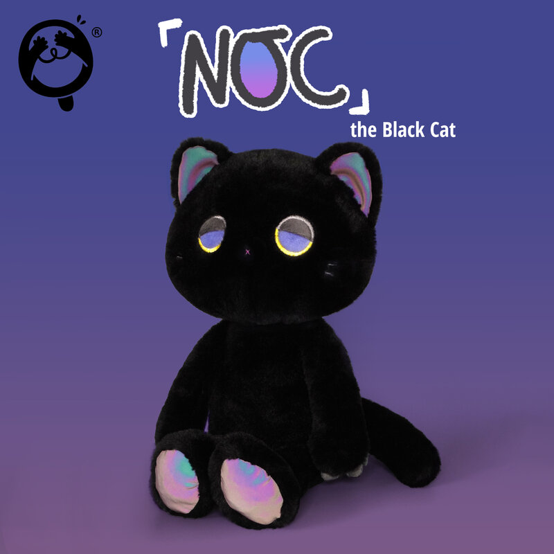 Pouco gato preto bonito boneca reflexiva colorido 37cm brinquedo de pelúcia kawaii modelo crianças natal menina aniversário surpresa presente decoração da sua casa