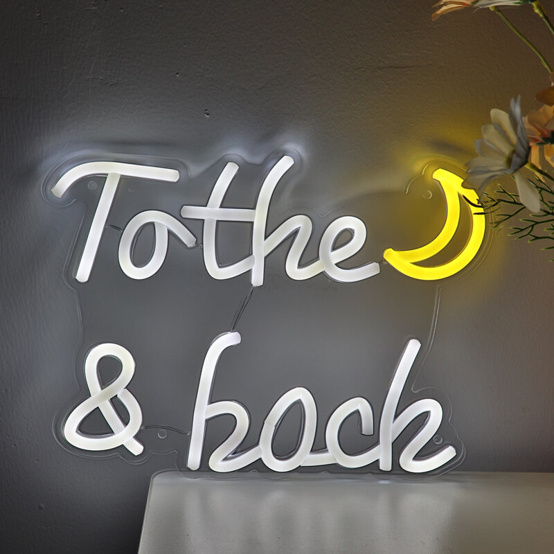 1PC litera do kształt księżyca i tylna Neon ścienna LED do pokoju do klubu na imprezę dekoracja nocna lampka 10.87 ''* 8.07''