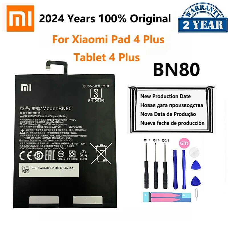 Batería de repuesto para tableta Xiaomi Mi Pad, 100% Original, BM60, BM61, BM62, BN60, BN80, MiPad 1, 2, 3, 4 Plus