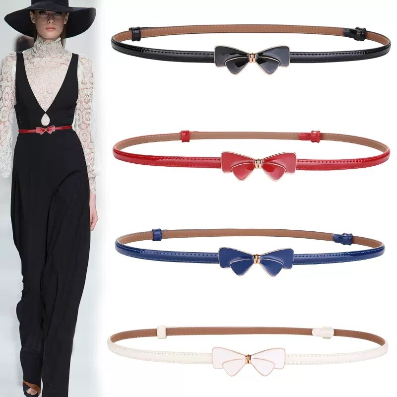 2024 Fashion New bow Genuine Leather waist chain women belt pant adjust dress with skirt corset belt for women