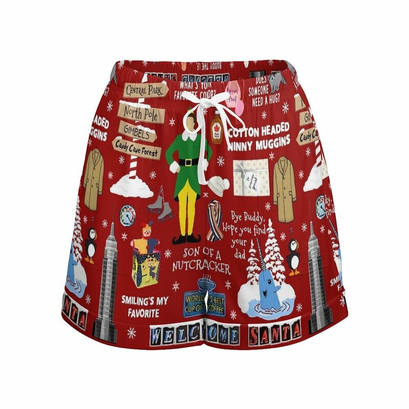 Kerstshort Buddy De Elf Collage Oversized Street Wear Shorts Elastische Hoge Taille Sexy Korte Broek Dameszakken Broekje