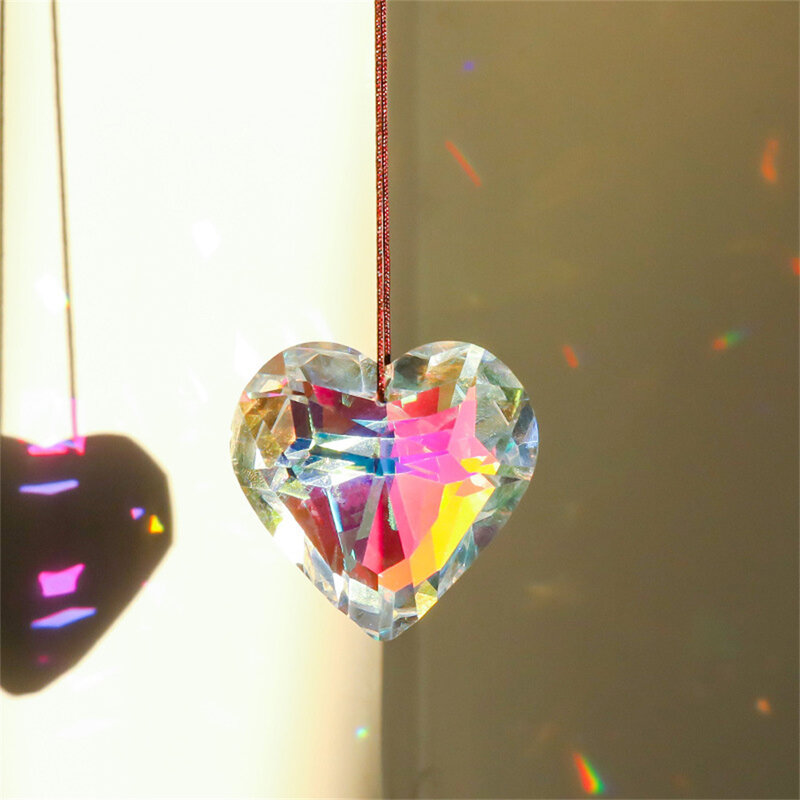 45mm hängendes Herz Sun catcher Prisma Anhänger Handwerk für Home Office Garten Dekoration Regenbogen Maker Fenster Anhänger Weihnachts geschenk