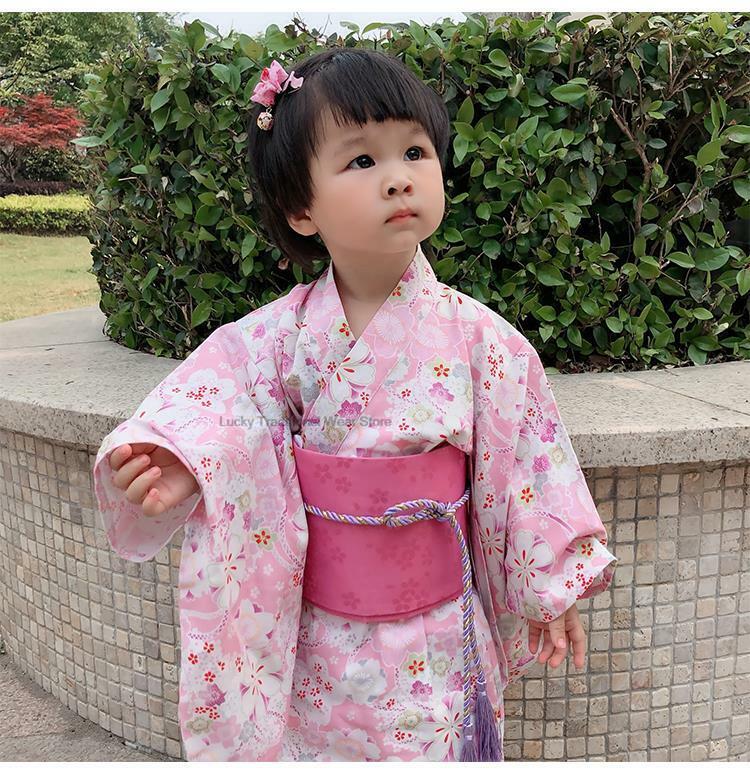 ชุดเดรสกิโมโนพิมพ์ลายสไตล์ญี่ปุ่นแบบดั้งเดิมสำหรับเด็ก, ชุดคอสเพลย์คอสเพลย์สำหรับเด็กเล็กเด็กผู้หญิงเสื้อผ้าสไตล์เอเชีย