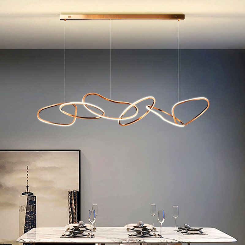 Modern circular LED chandeliers for restaurant and kitchen lighting Lustre Decor chandeliers for indoor bar hanging fixtures