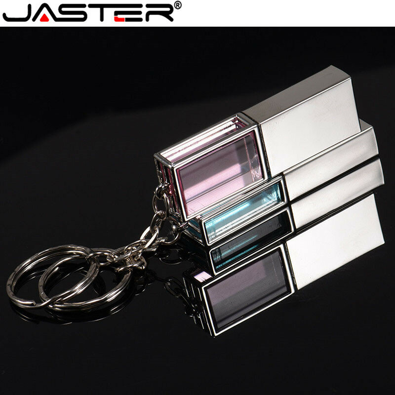 JASTER-memoria USB 2,0 de Metal, Pendrive de Vidrio colorido de 16GB, 8GB, almacenamiento externo