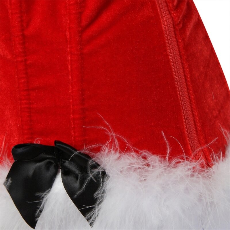 Frauen Vollbrust Korsett Bustier Wäsche Bodyshaper Tops Weihnachten Kostüm Federn Bowknot Crop Tops Dropship