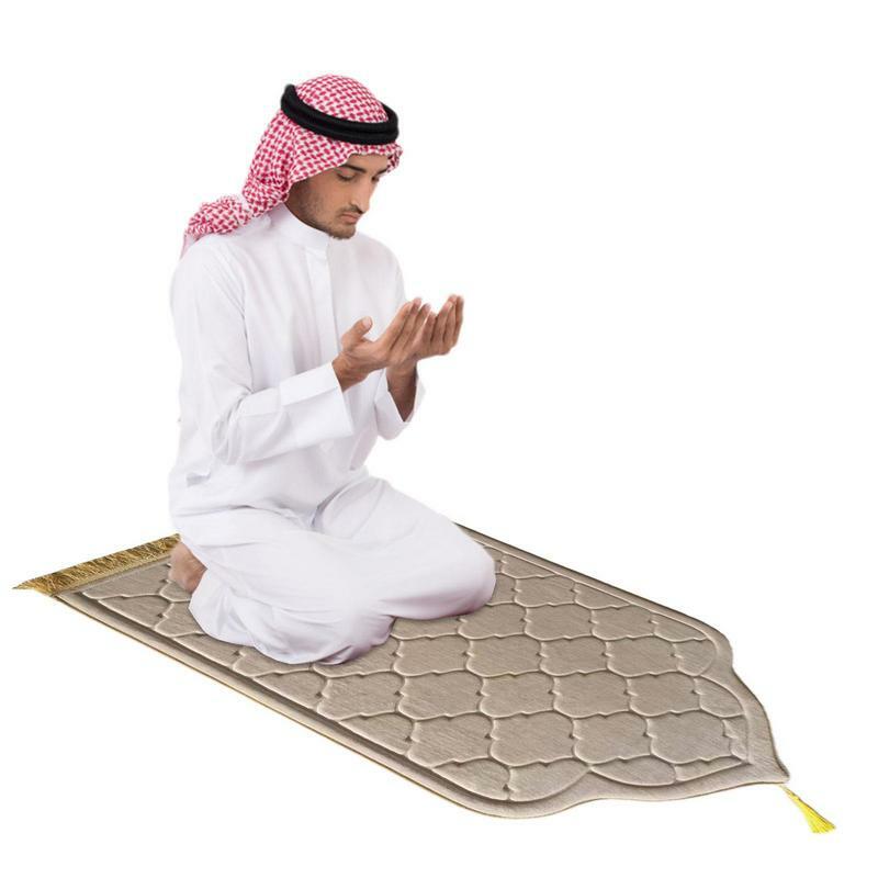 Sajadah Muslim, karpet flanel ibadah, karpet lantai Motif timbul antiselip lembut portabel untuk bepergian