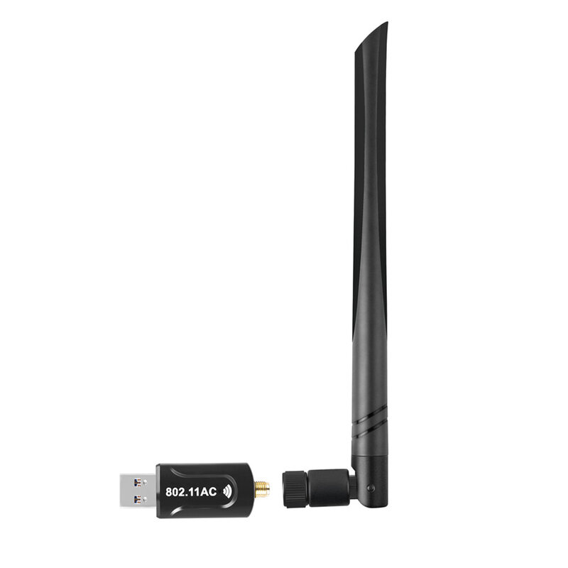WvvMvv 1200Mbps 무선 USB 3.0 와이파이 어댑터 수신기, 듀얼 밴드 5G 및 2.4G 5dBi 안테나 와이파이 키 USB 어댑터 (Windows PC Mac 용)