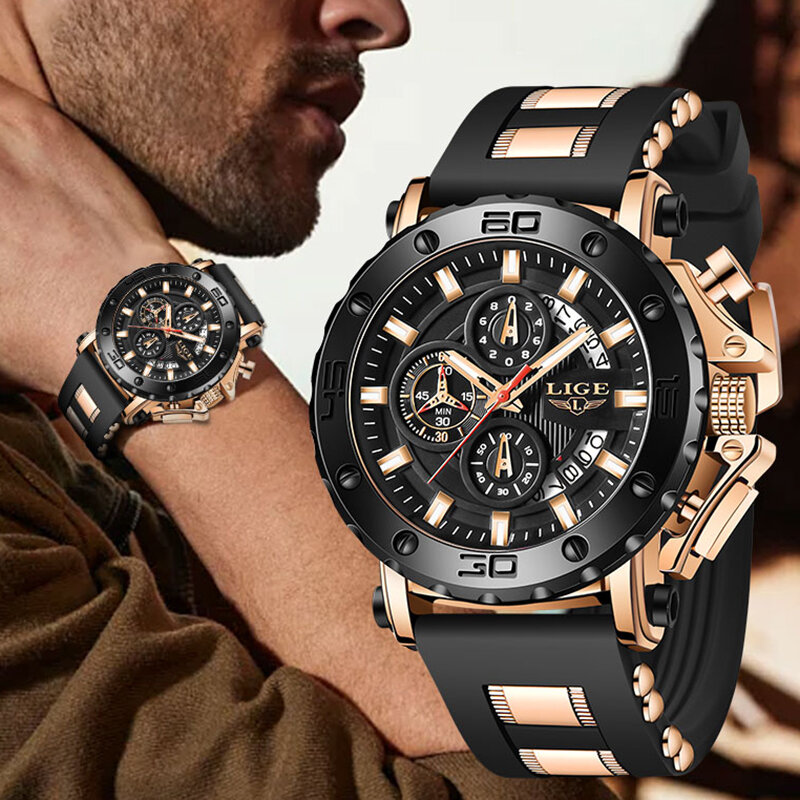LIGE-reloj analógico de cuarzo para hombre, accesorio de pulsera resistente al agua con cronógrafo, complemento Masculino deportivo de marca de lujo con diseño moderno
